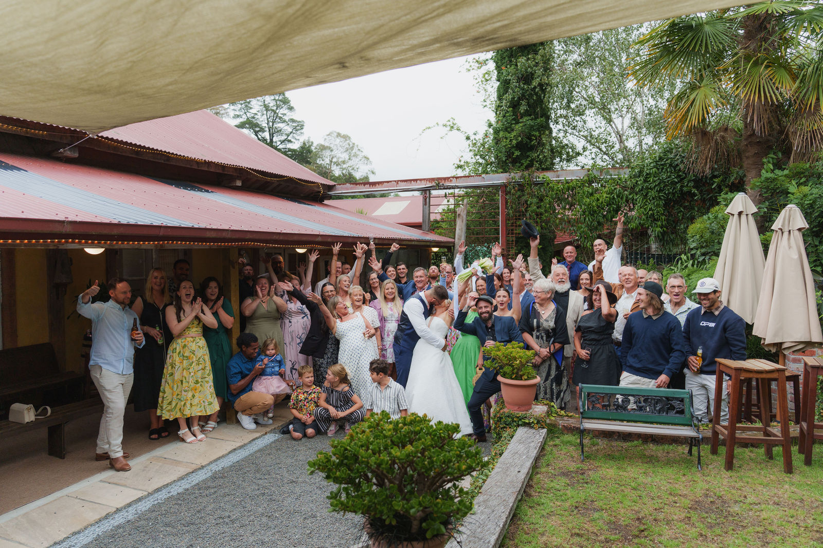 A wedding in the courtyard garden at The Old Mill, a wedding venue in Napier, Hawke's Bay